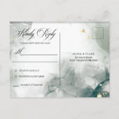 Zwart-wit Waterverf Abstracte RSVP Briefkaart (Achterkant)