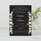 Zwart-wit Waterverf Bloemen Bruiloft Folie Kaart (Staand voorkant)