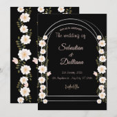 Zwart-wit Waterverf Bloemen Bruiloft Folie Kaart (Voorkant / Achterkant)