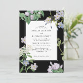 Zwart-wit waterverf bloemenklassiek bruiloft kaart (Staand voorkant)