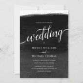 Zwart-wit Waterverf bruiloft Kaart (Voorkant)