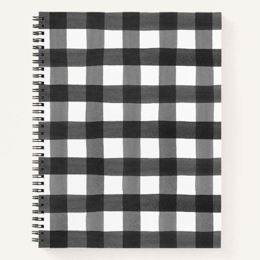 Zwart-wit Waterverf Buffalo Check Cottage Notitieboek (Voorkant)