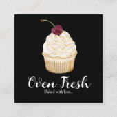 Zwart Wit Waterverf Cupcake Bakkerij Vierkante Visitekaartje (Voorkant)