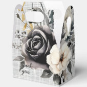 Zwart-wit Waterverf Florals Bedankdoosjes (Open)