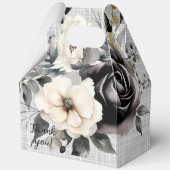 Zwart-wit Waterverf Florals Bedankdoosjes (Achterkant)