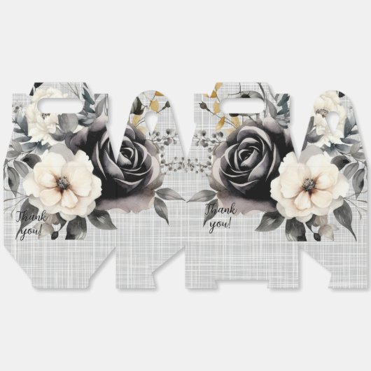 Zwart-wit Waterverf Florals Bedankdoosjes (Ongevouwen)