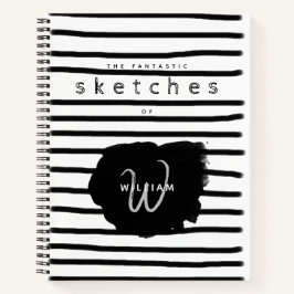 Zwart wit Waterverf Handtekening Lijnen zakboek Notitieboek