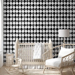 Zwart-wit Waterverf Harlequin Argyle Behang