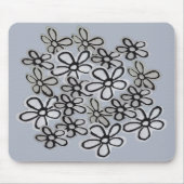Zwart-wit waterverf madeliefjespatroon muismat (Voorkant)