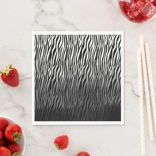 Zwart Wit Waterverf Ombre Zebra Print Servet (Insitu)