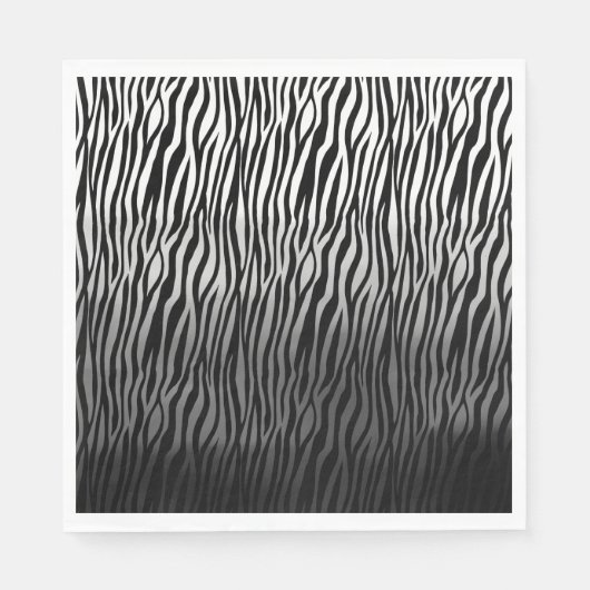 Zwart Wit Waterverf Ombre Zebra Print Servet (Voorkant)