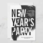Zwart, wit waterverf Oudejaarsavond feest Kaart (Voorkant)