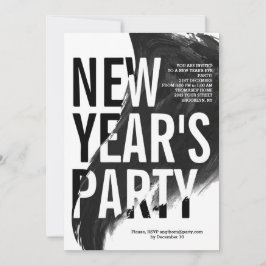 Zwart, wit waterverf Oudejaarsavond feest Kaart