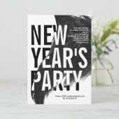 Zwart, wit waterverf Oudejaarsavond feest Kaart (Staand voorkant)
