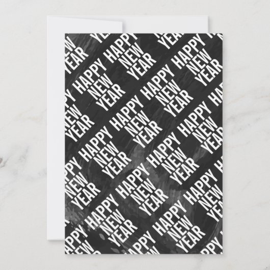 Zwart, wit waterverf Oudejaarsavond feest Kaart (Achterkant)