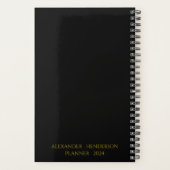  Zwart-Wit Waterverf Schaak Gouden Naam Planner (Achterkant)