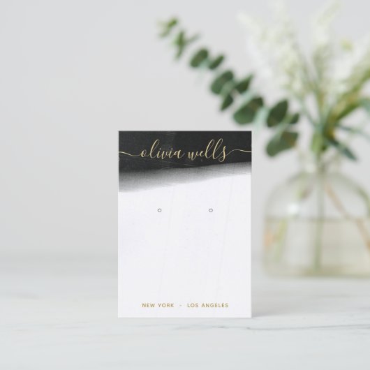Zwart wit Waterverf script oorscherm Visitekaartje (Staand voorkant)