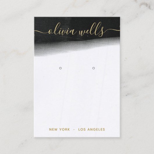 Zwart wit Waterverf script oorscherm Visitekaartje (Voorkant)