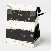 Zwart Wit Waterverf Strepen Goud Glitter Sterren Bedankdoosjes (Achterkant)
