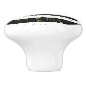 Zwart Wit Waterverf Strepen Goud Glitter Sterren Keramische Knop (Zijkant)