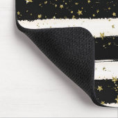 Zwart Wit Waterverf Strepen Goud Glitter Sterren Muismat (Hoek)