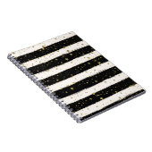 Zwart Wit Waterverf Strepen Goud Glitter Sterren Notitieboek (Rechterzijde)