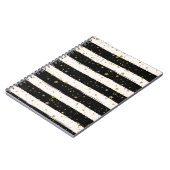 Zwart Wit Waterverf Strepen Goud Glitter Sterren Notitieboek (Linkerzijde)