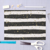 Zwart Wit Waterverf Strepen Goud Glitter Sterren Tissuepapier (Craft)