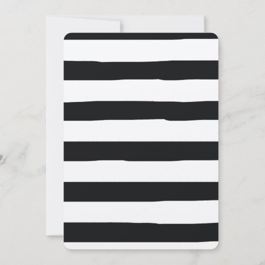Zwart-wit Waterverf Strepen Roos Bruiloft Kaart (Achterkant)