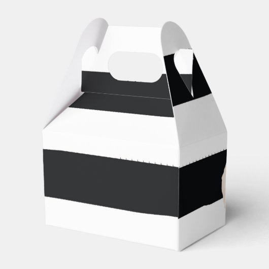 Zwart-wit Waterverf Stripes Roos Bedankdoosjes (Achterkant)