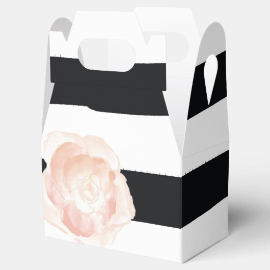 Zwart-wit Waterverf Stripes Roos Bedankdoosjes (Geopend)