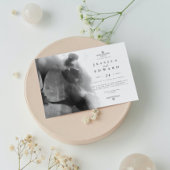 Zwart-wit waterverf vogel bloem bruiloft kaart