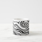Zwart-wit Waves Patroon Espresso Cup Kop (Voorkant)
