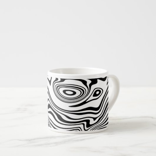 Zwart-wit Waves Patroon Espresso Cup Kop (Voorkant rechts)