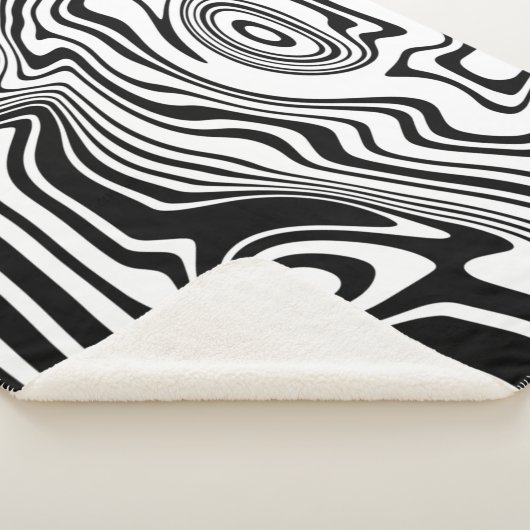 Zwart-wit Waves Patroon Sherpa Deken (3/4)