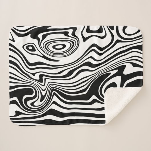 Zwart-wit Waves Patroon Sherpa Deken (Voorkant (horizontaal))