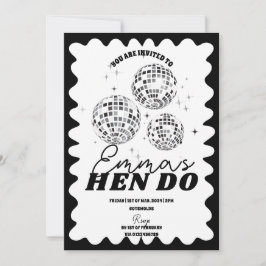 Zwart Wit Wavy Bachelorette Party Hen Routebeschri Kaart