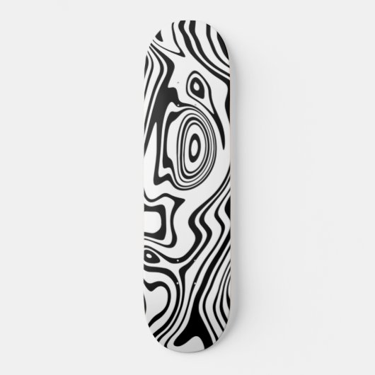 Zwart Wit Wavy Gestreept Skateboard Kies Kleuren (Voorkant)