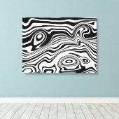 Zwart-wit Wavy Gestreepte Art Canvas Print (Insitu (Houten vloer))