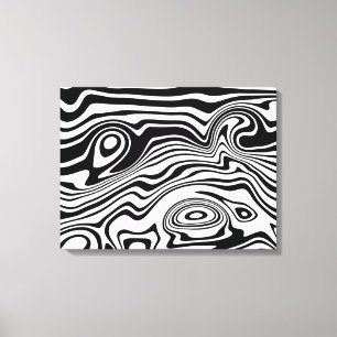 Zwart-wit Wavy Gestreepte Art Canvas Print