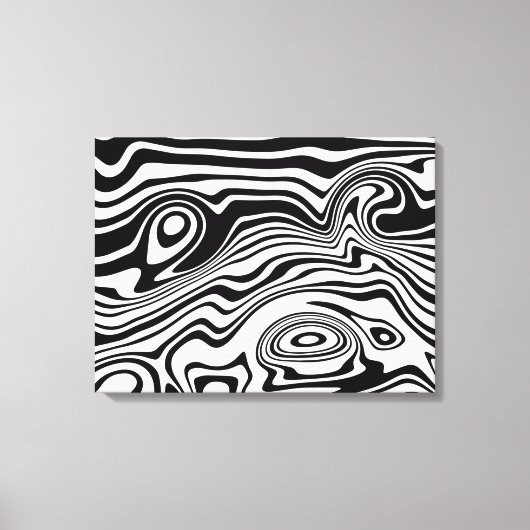 Zwart-wit Wavy Gestreepte Art Canvas Print (Voorkant)