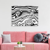 Zwart-wit Wavy Gestreepte Art Canvas Print (Insitu (Woonkamer))