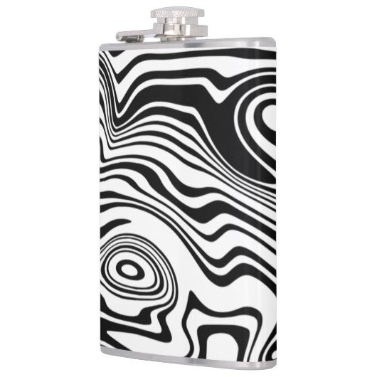 Zwart Wit Wavy Gestreepte Kolf of Kies Kleur Heupfles (Links)