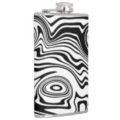 Zwart Wit Wavy Gestreepte Kolf of Kies Kleur Heupfles (Rechts)