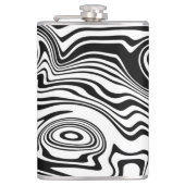 Zwart Wit Wavy Gestreepte Kolf of Kies Kleur Heupfles (Voorkant)