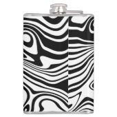 Zwart Wit Wavy Gestreepte Kolf of Kies Kleur Heupfles (Achterkant)