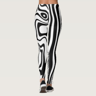 Zwart Wit Wavy Gestreepte Leggings of Kies Kleur