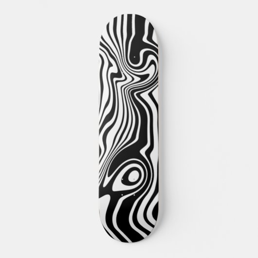 Zwart Wit Wavy Gestreepte Skateboard Custom Kleur (Voorkant)