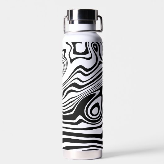 Zwart-wit Wavy Gestreepte Waterfles (Achterkant)