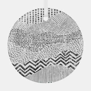 Zwart Wit Wavy Patchwork Ornament